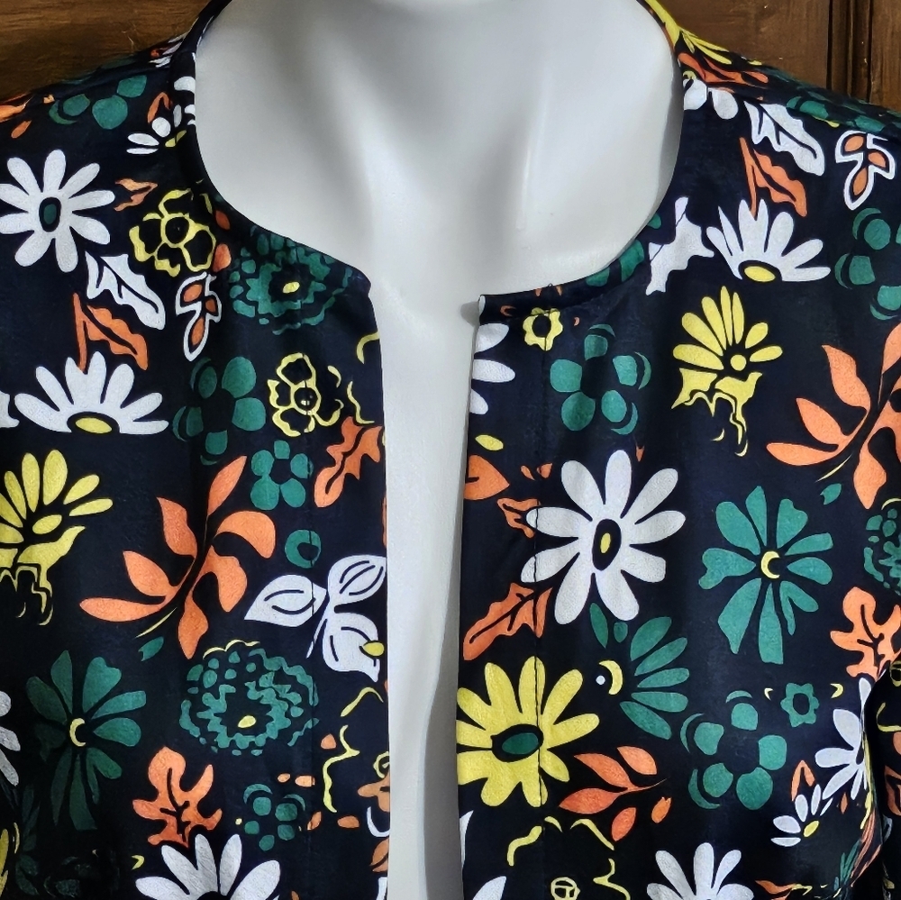 Emery Rose Floral Open jacket Navy Size L - Picture 6 of 10